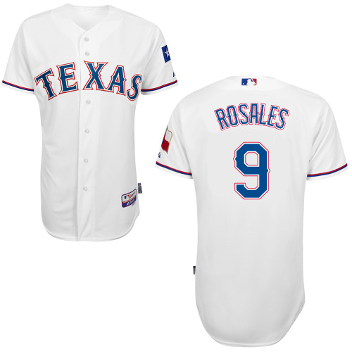 Adam Rosales #9 MLB Jersey-Texas Rangers Men's Authentic Home White Cool Base Baseball Jersey